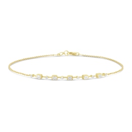 9ct Yellow Gold 0.25ct Diamond Emerald & Round Cut Bracelet
