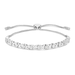 Sterling Silver 0.10ct Diamond Round Adjustable Bolo Bracelet