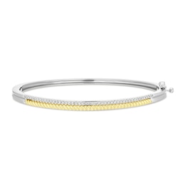 Sterling Silver 9ct Yellow Gold 0.25ct Diamond Round Bangle