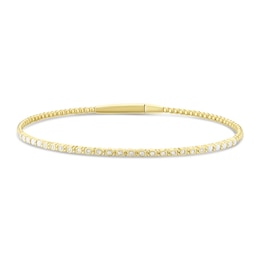 9ct Yellow Gold 0.12ct Diamond Round Bangle Bracelet