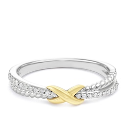 Sterling Silver & 9ct Yellow Gold Diamond Round Ring