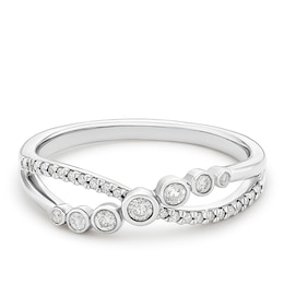 Sterling Silver 0.15ct Diamond Crossover Ring