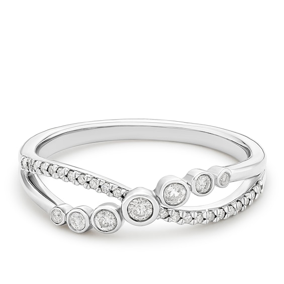 Sterling Silver 0.15ct Diamond Crossover Ring