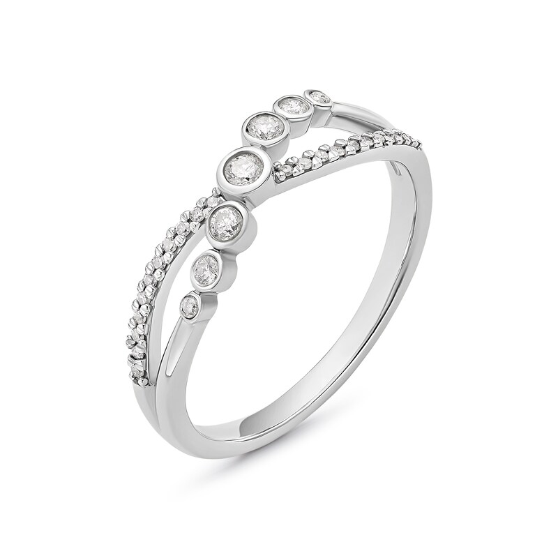 Sterling Silver 0.15ct Diamond Crossover Ring, view 2
