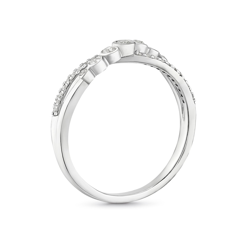 Sterling Silver 0.15ct Diamond Crossover Ring, view 3
