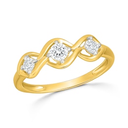 9ct Yellow Gold Three Stone 0.33ct Diamond Twist Ring