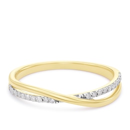 9ct Yellow Gold 0.10ct Diamond Crossover Ring