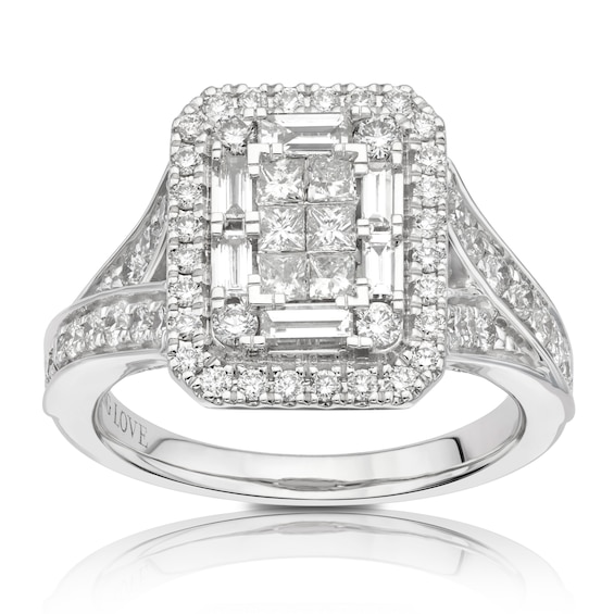 Vera Wang 18ct White Gold 1.45ct Diamond Cluster Ring