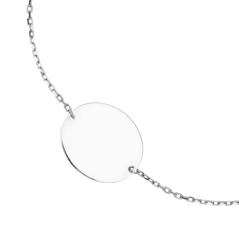 9ct White Gold Engravable Oval Bolo Bracelet