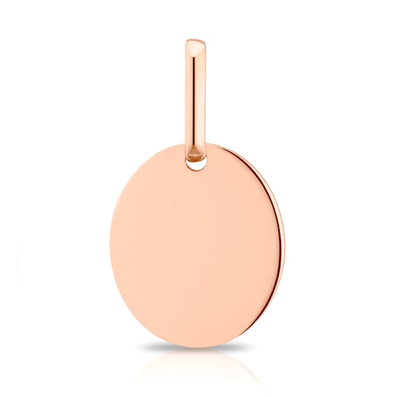 9ct Rose Gold Engravable Plain Oval Pendant (No Chain)