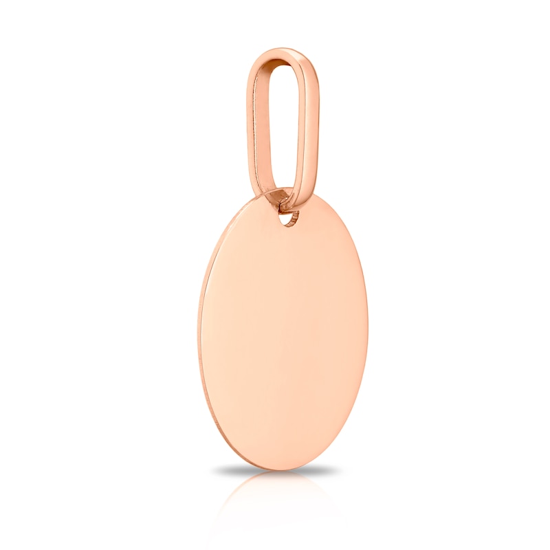 9ct Rose Gold Engravable Plain Oval Pendant (No Chain)