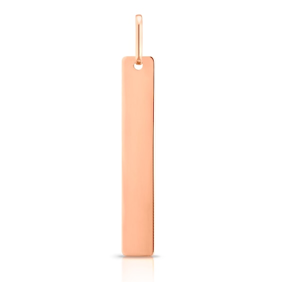 9ct Rose Gold Engravable Plain Bar Pendant (No Chain)