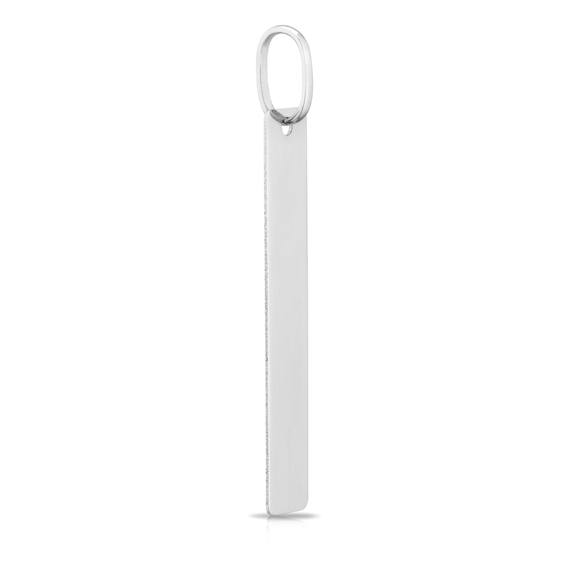 Main Image 2 of 9ct White Gold Engravable Plain Bar Pendant (No Chain)
