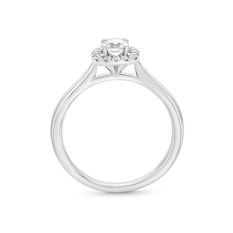 Engagement Ring Origin Platinum Cushion Shaped Halo 0.40ct Diamond Ring, view 3