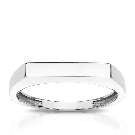 9ct White Gold Engravable Plain Signet Ring