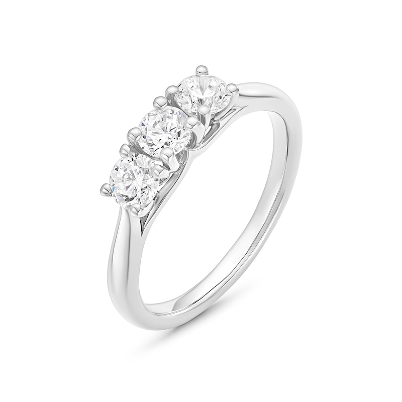Engagement Ring Origin Platinum Trilogy 0.75ct Diamond Ring, view 2