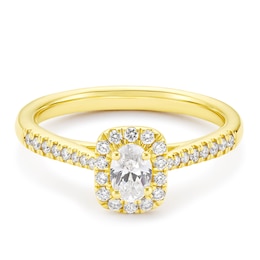 Engagement Ring Origin 18ct Yellow Gold Oval Cut Halo 0.50ct Diamond Ring