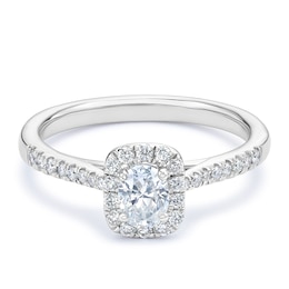 Engagement Ring Origin Platinum Oval Cut Halo 0.50ct Diamond Ring