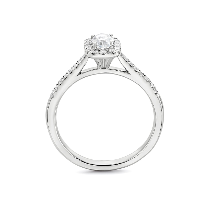 Engagement Ring Origin Platinum Oval Cut Halo 0.50ct Diamond Ring, view 3
