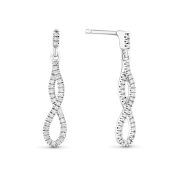 9ct White Gold Diamond Round Infinity Earrings
