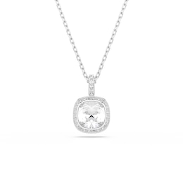 Swarovski Una Angelic Silver Tone White Crystal Cushion Cut Pendant