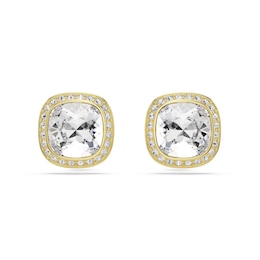 Swarovski Una Angelic 18ct Gold Plated White Crystal Cushion Cut Stud Earrings