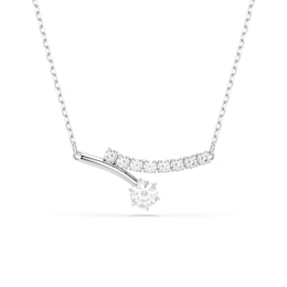 Swarovski Matrix Silver Tone White Crystal Round Cut Necklace