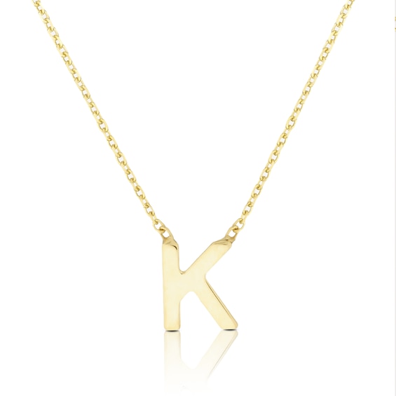 9ct Yellow Gold K Initial Pendant