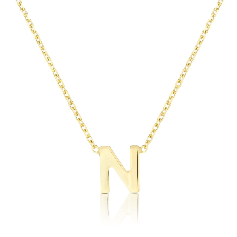 9ct Yellow Gold 'N' Initial Pendant