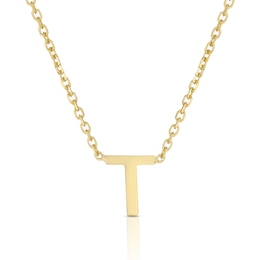 9ct Yellow Gold 'T' Initial Pendant