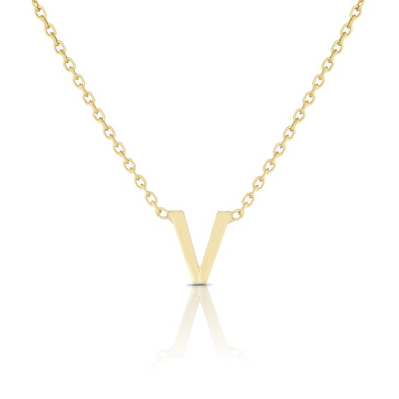 9ct Yellow Gold V Initial Pendant