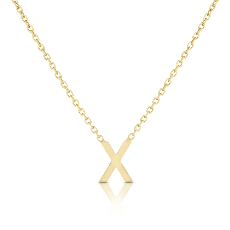 9ct Yellow Gold 'X' Initial Pendant