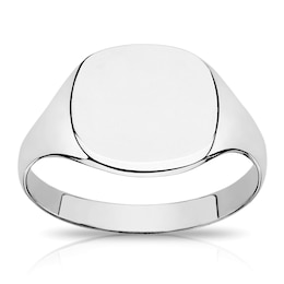 9ct White Gold Ladies' Engravable Cushion Signet Ring