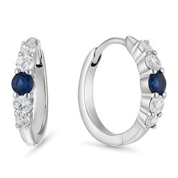 Sterling Silver Clear Cubic Zirconia Round Huggie Earrings