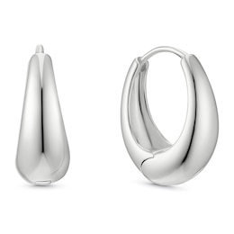 Sterling Silver Oval Shaped Graduated Hoop Earrings