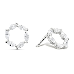 Sterling Silver Open Cubic Zirconia Stud Earrings