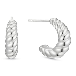 Sterling Silver Textured Half Hoop Earrings