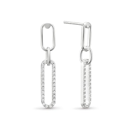 Sterling Silver Cubic Zirconia Link Drop Earrings