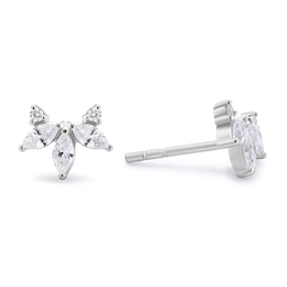 Sterling Silver Cubic Zirconia & Created White Sapphire Stud Earrings