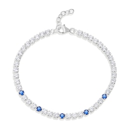 Sterling Silver Cubic Zirconia & Created Sapphire Bracelet