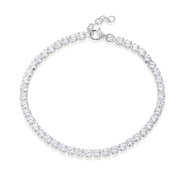 Sterling Silver Cubic Zirconia & Created White Sapphire Tennis Bracelet