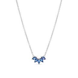 Sterling Silver Cubic Zirconia & Created Sapphire Necklace
