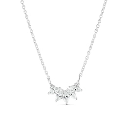 Sterling Silver Cubic Zirconia & Created White Sapphire Necklace