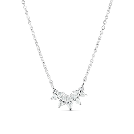 Sterling Silver Cubic Zirconia & Created White Sapphire Necklace