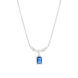 Sterling Silver Cubic Zirconia & Created Sapphire Pendant