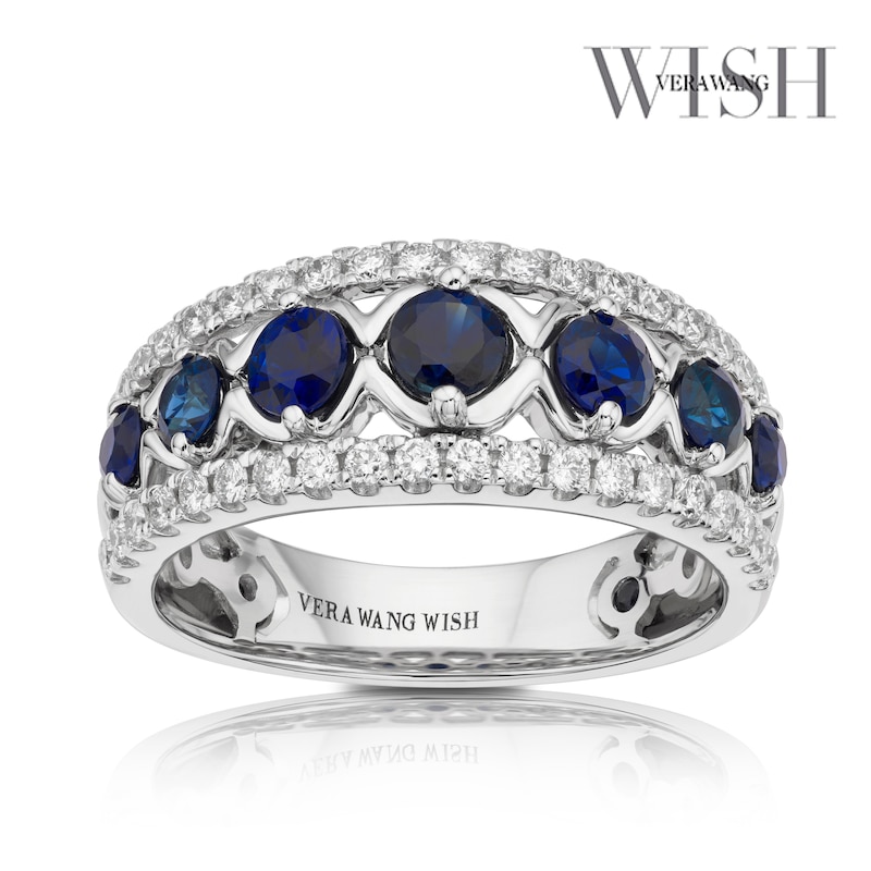 Vera Wang 18ct White Gold Sapphire & 0.29ct Diamond Band