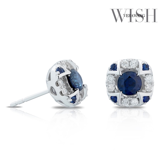 Vera Wang 14ct White Gold Sapphire & 0.14ct Diamond Earrings