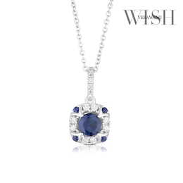 Vera Wang 14ct White Gold Sapphire & 0.14ct Diamond Pendant