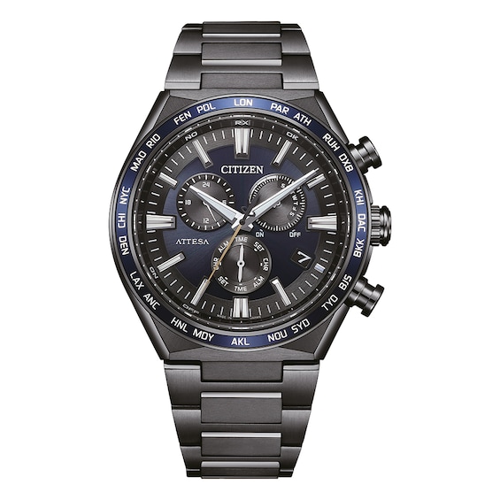 Men's Citizen Attesa 42Mm Black Super Titanium Bracelet Watch
