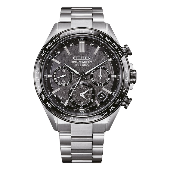 Men's Citizen Attesa Satellite Wave Gps 44.6Mm Grey Dial & Super Titanium Watch